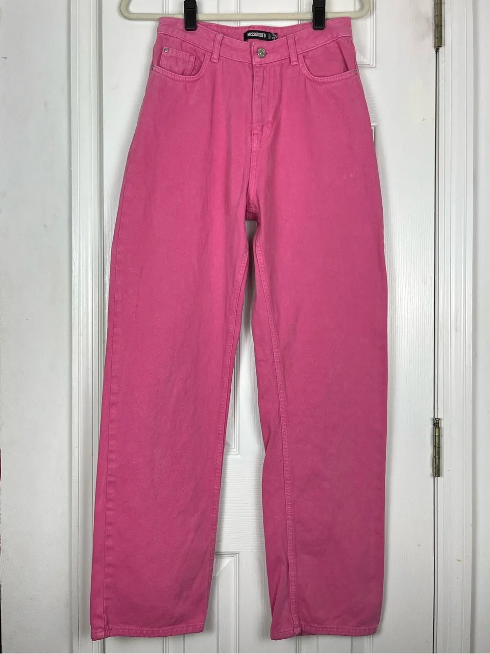Missguided Bubblegum Pink High Rise Relaxed Straight Denim Jeans Sz 6